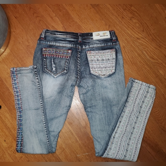 Grace in LA Mixed Pattern Jeans - Picture 11 of 11